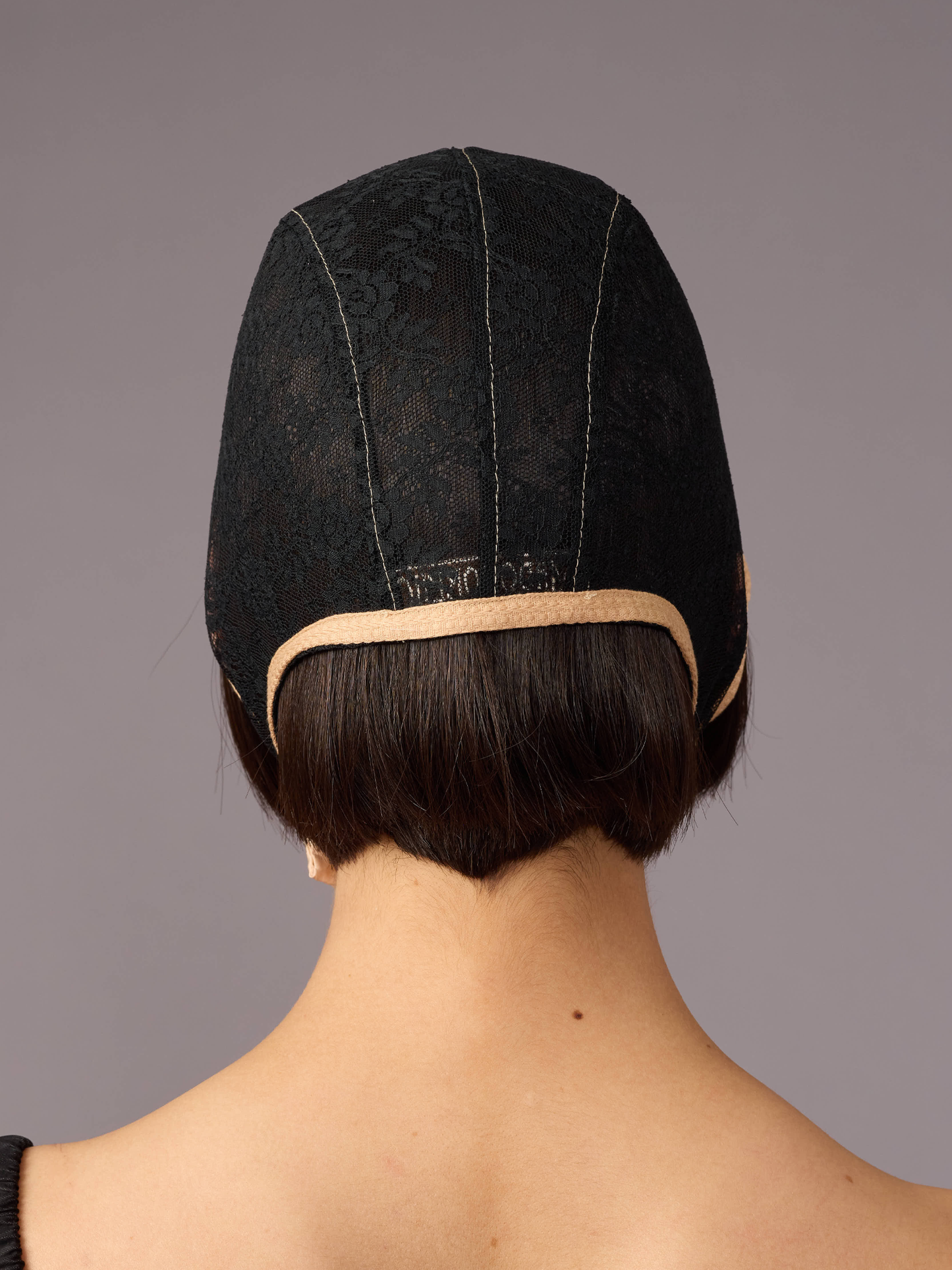 Black Lace Bonnet Cap