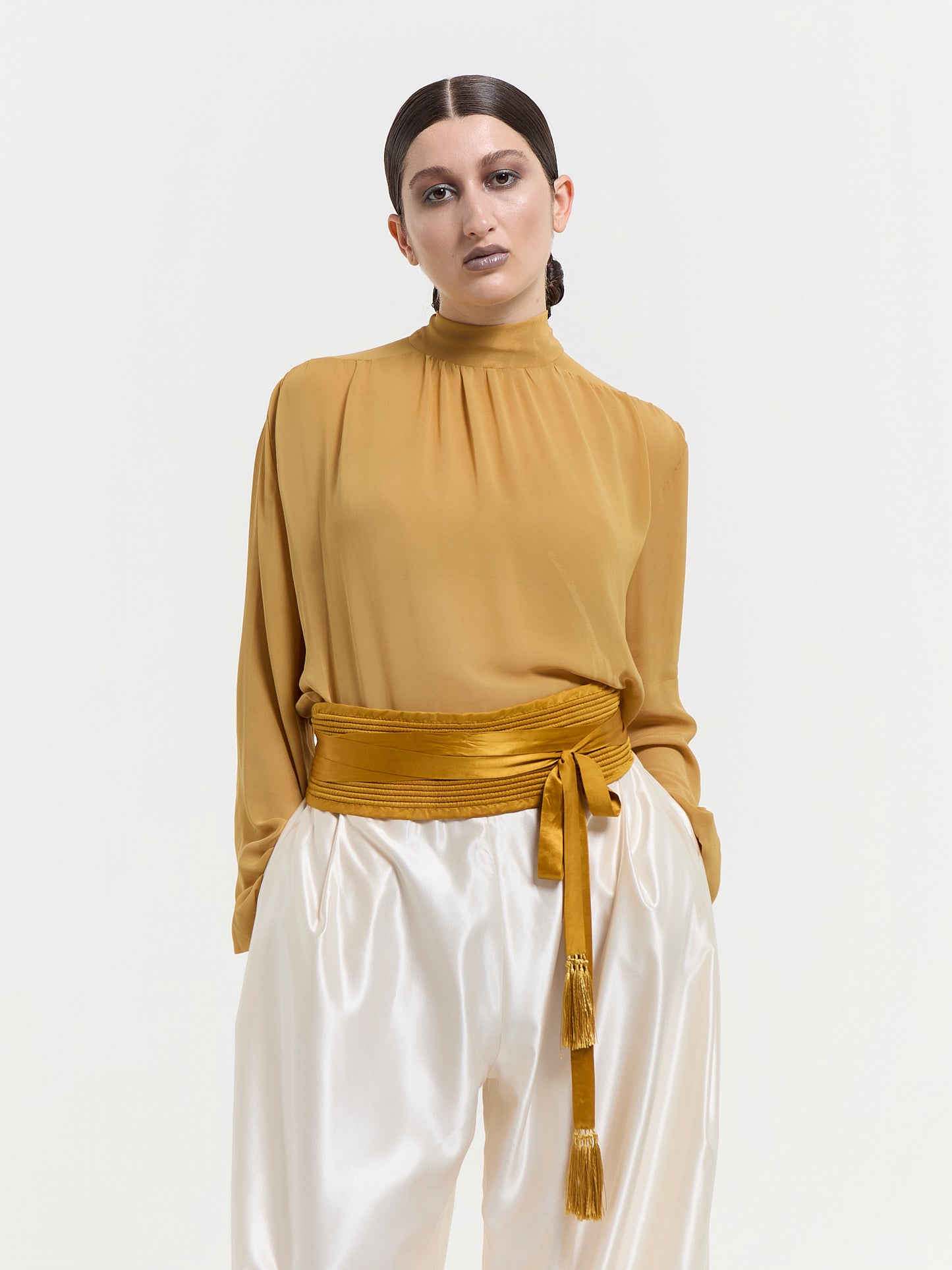 Mustard Tie Blouse