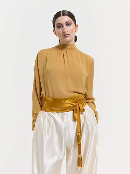 Mustard Tie Blouse