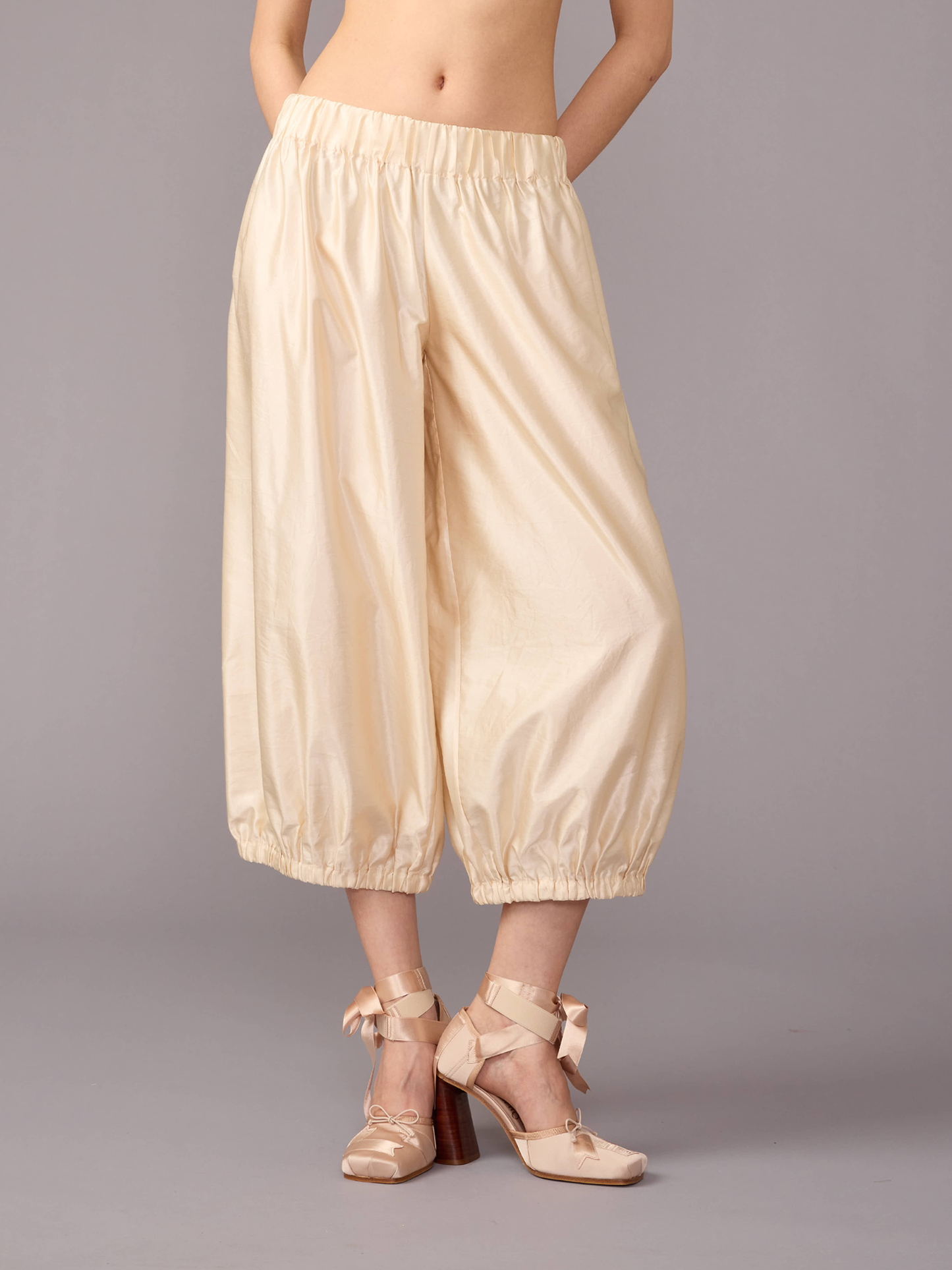 Cream Silk Long Bloomers