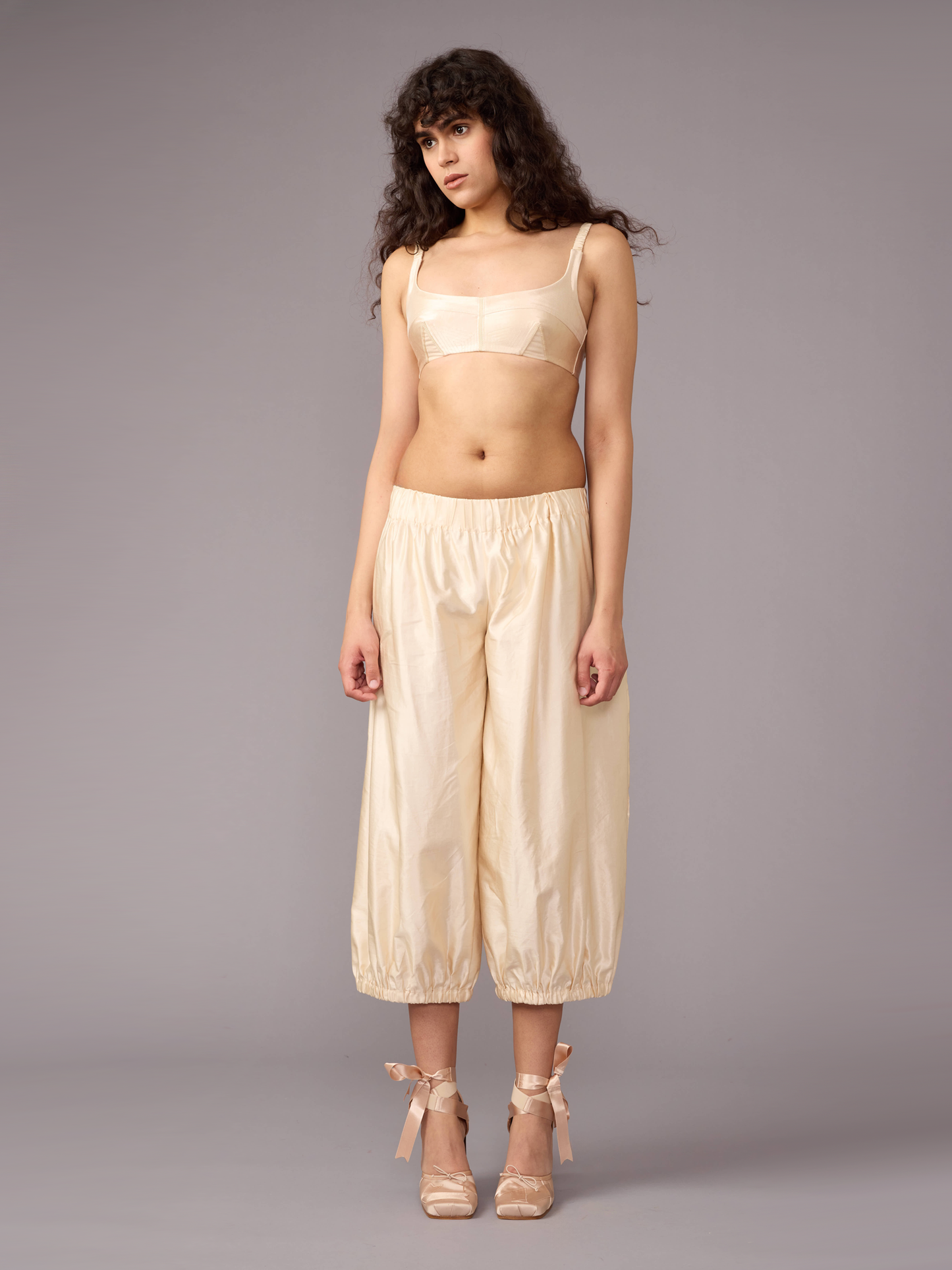 Cream Silk Long Bloomers