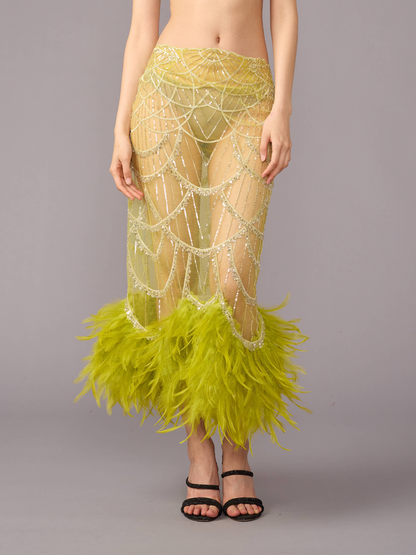 Lime Feather Skirt