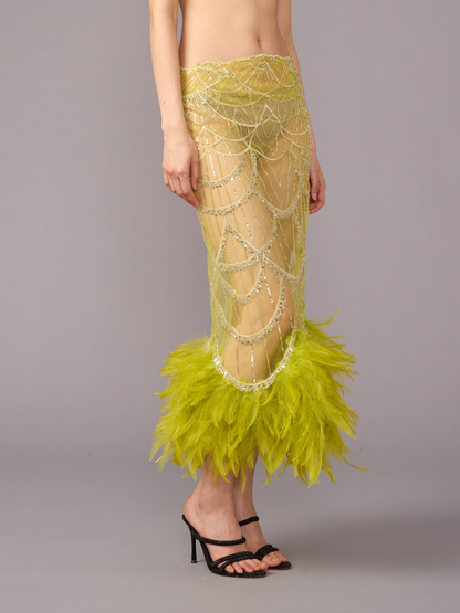 Lime Feather Skirt