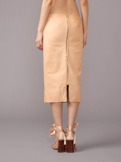 Pencil Leather Zip Skirt