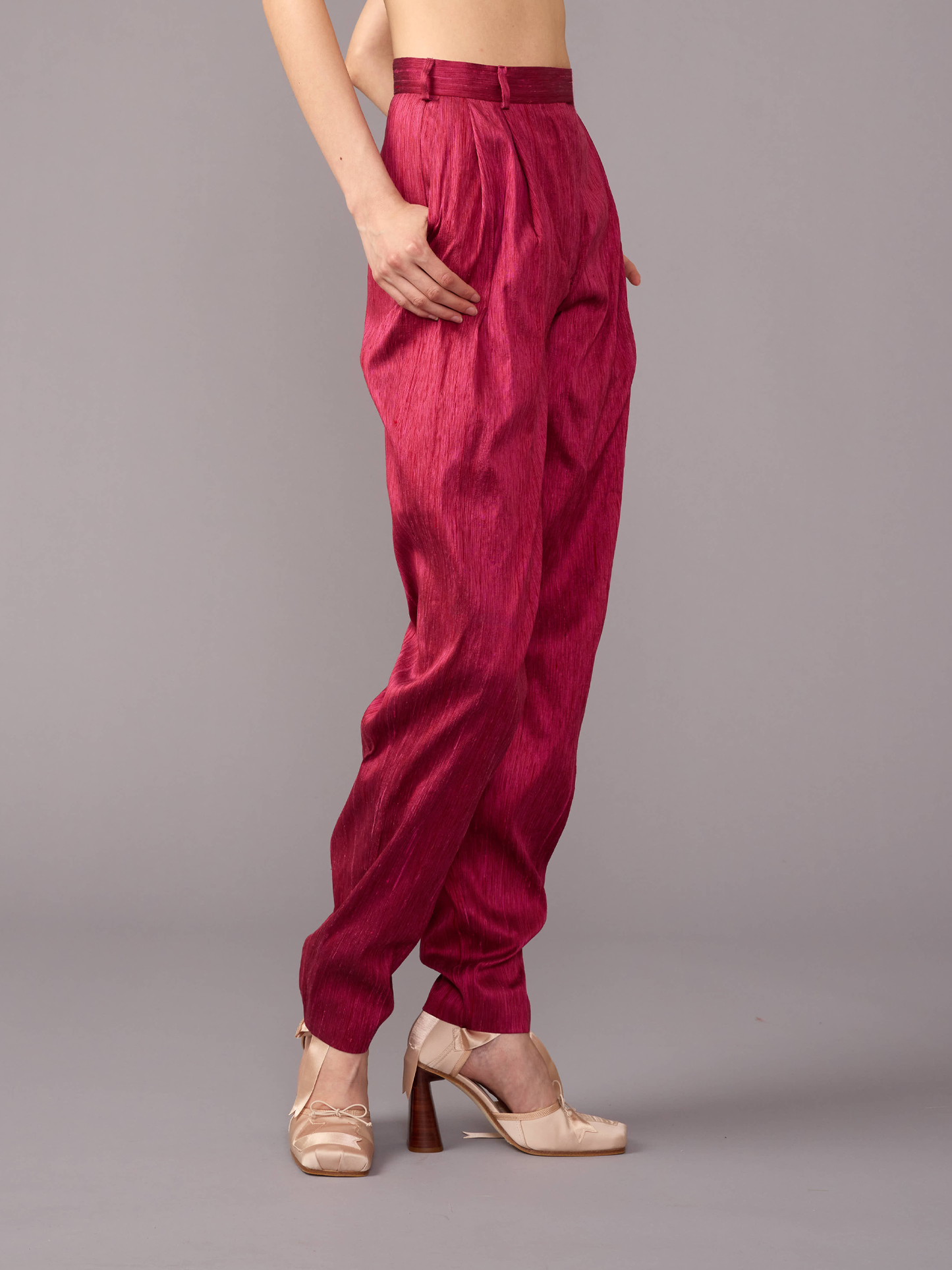 Silk Fuchsia Trousers