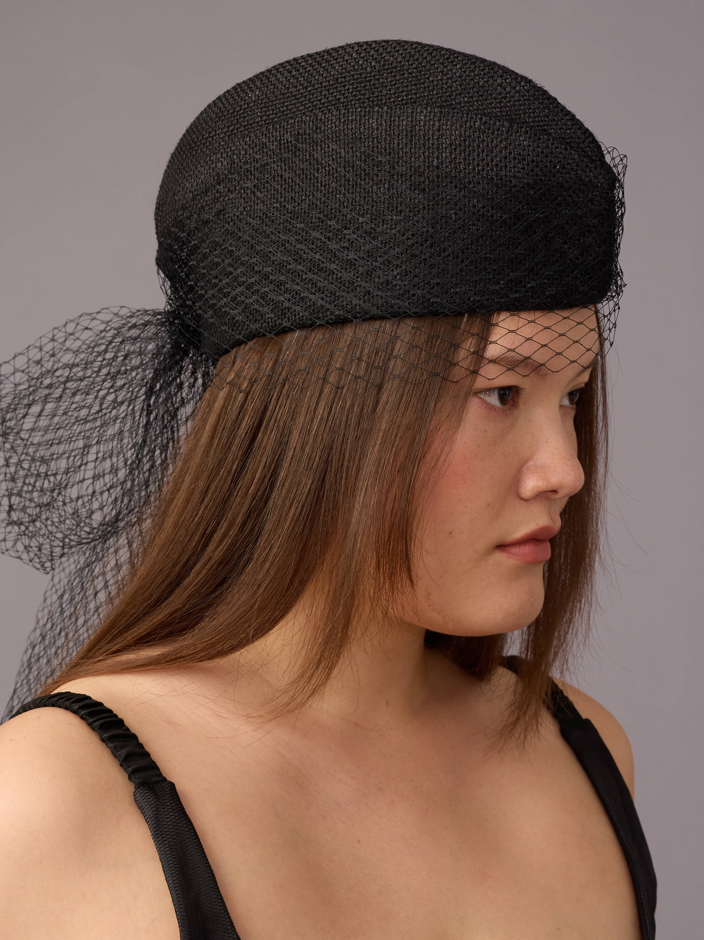 Black Veiled Crew Hat