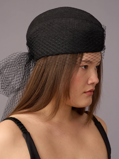 Black Veiled Crew Hat