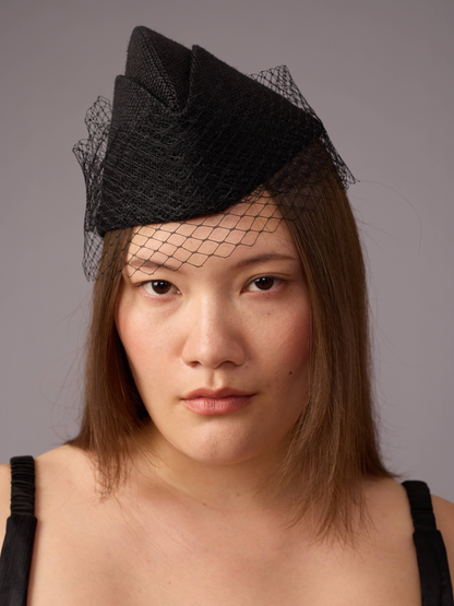 Black Veiled Crew Hat