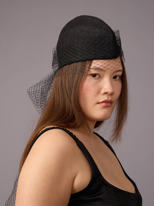 Black Veiled Crew Hat