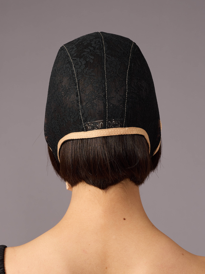 Black Lace Bonnet Cap