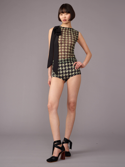 Houndstooth Tank with Ribbons